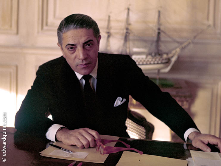 Aristotle Onassis at his office at Olympic Maritime in Monte Carlo in 1955.