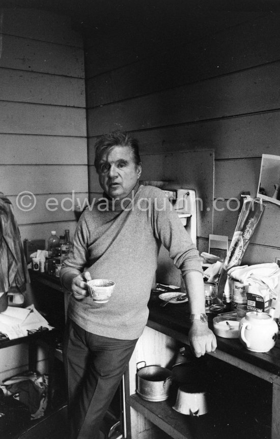 Francis Bacon at his Reece Mews kitchen. London 1978. - Photo by Edward Quinn