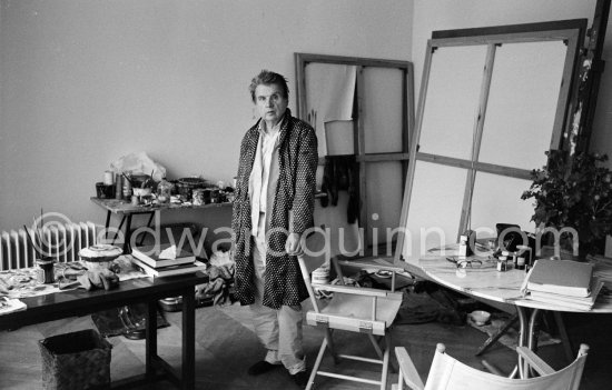 Francis Bacon 1979 on a late morning at his Paris studio, rue de Birague. - Photo by Edward Quinn