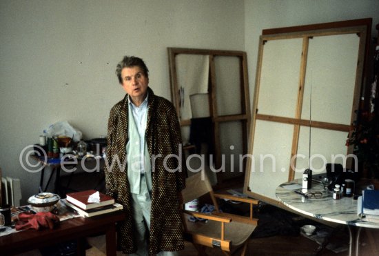 Francis Bacon 1979 on a late morning at his Paris studio, rue de Birague. - Photo by Edward Quinn