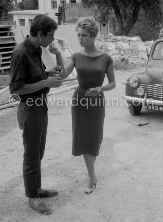 Brigitte Bardot at the Studios de la Victorine in Nice where the film "Et Dieu créa la femme" ("And God Created Woman") directed by her husband Roger Vadim, was made. Brigitte had to face many sentimental and psychological problems while working in the film, a film which nevertheless made her world renowned. Nice 1956. - Photo by Edward Quinn