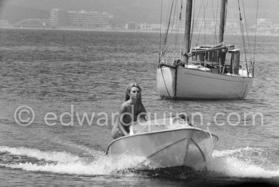 Brigitte Bardot on her Albatross speed boat "Sidonie" near her home "La Madrague". Saint-Tropez 1961. - Photo by Edward Quinn