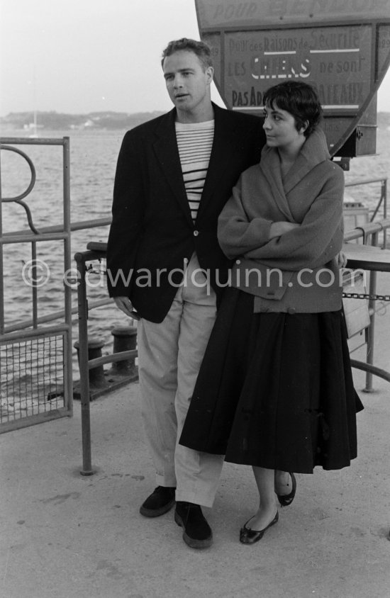 In 1954 Marlon Brando came to Bandol, a small town near Toulon, to visit his fiancée Josanne Mariani-Bérenger, daughter of a fisherman. Brando liked Bandol, as nobody really knew who he was. At first he refused to be photographed, but later he came out for a walk along the harbor and even smiled when he saw the photographer. Brando announced his engagement to the press, however the love affair ended abruptly when he returned to America. Bandol 1954. - Photo by Edward Quinn