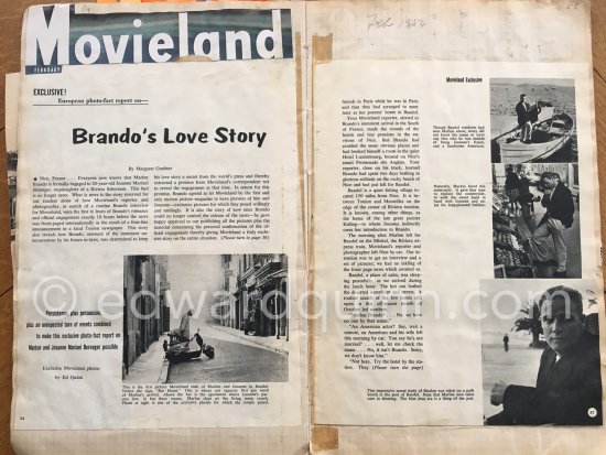 "Brando\'s Love Story" in Movieland. February 1954. - Photo by Edward Quinn