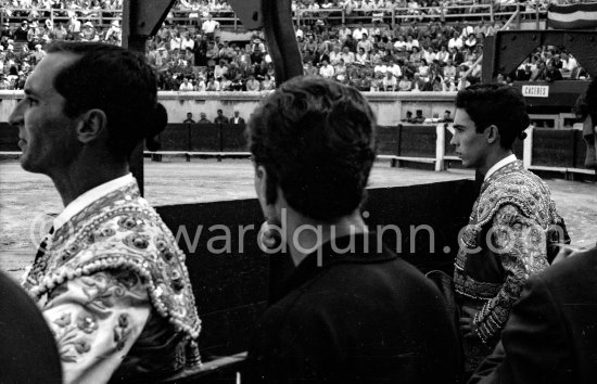 Luis Miguel Dominguin and Paco Camino. Bullfight (corrida de toros, tauromaquia), Nimes 1960. A bullfight Picasso attended (see "Picasso"). - Photo by Edward Quinn