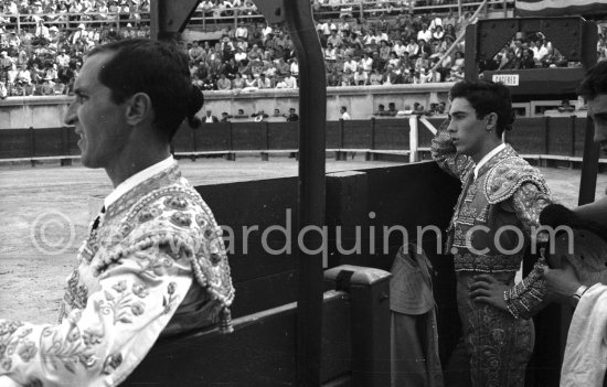 Luis Miguel Dominguin and Paco Camino. Bullfight (corrida de toros, tauromaquia), Nimes 1960. A bullfight Picasso attended (see "Picasso"). - Photo by Edward Quinn