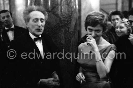 Jean Cocteau and Françoise Sagan. Ballet - "Le Rendez-vous manqué", gala performance. Monte Carlo 1957. - Photo by Edward Quinn