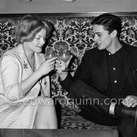 Romy Schneider and Alain Delon during filming of "L’ange blanc". Monte Carlo, 1959. - Photo by Edward Quinn