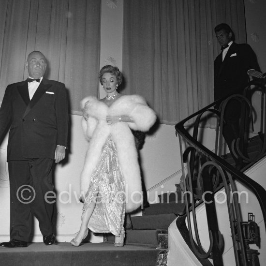 Marlene Dietrich is going to perform on the stage for the Polio Gala night at the Sporting d’Eté. On the right Jean Marais. Monte Carlo 1954. - Photo by Edward Quinn