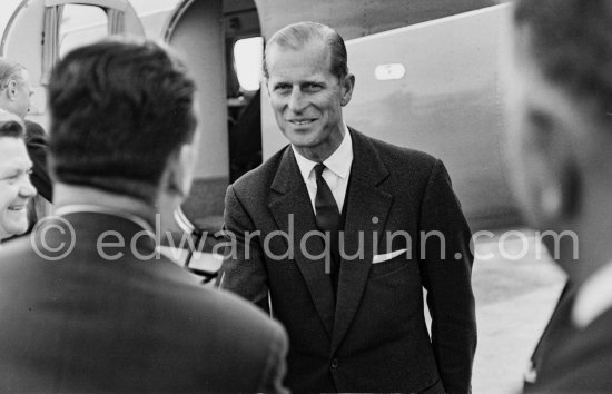 The Duke of Edinburgh, Prince Philip, on an official 5-days visit to Monte Carlo. He was piloting the King\'s Flight de Havilland DH.114 Heron 2. Nice Airport Feb. 1951. - Photo by Edward Quinn