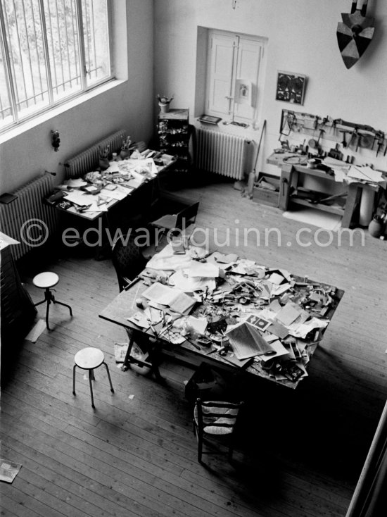 The studio of Max Ernst. Seillans 1974. - Photo by Edward Quinn