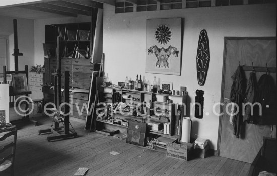 The studio of Max Ernst. Seillans 1975. - Photo by Edward Quinn