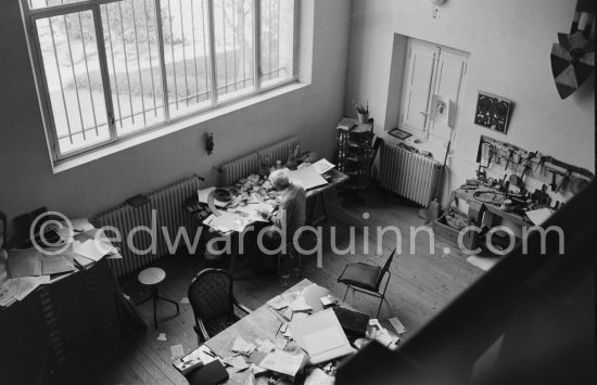 Max Ernst at his studio in Seillans 1974. - Photo by Edward Quinn