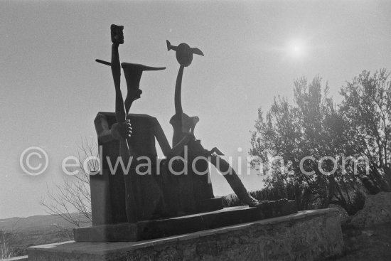 Sculpture "Capricorne" in the garden of the second house of Max Ernst and Dorothea Tanning in Seillans 1974. - Photo by Edward Quinn