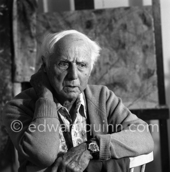 Max Ernst in his studio. Paris 1974 - Photo by Edward Quinn