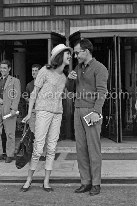 Jean-Luc Godard and Anna Karina in front of Hotel Martinez. Cannes 1960. - Photo by Edward Quinn