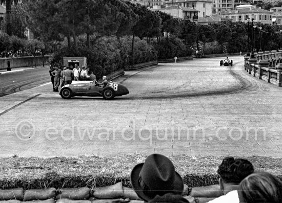Luigi Villoresi, (38) on Ferrari 125. The bend at the Gazomètre. Monaco Grand Prix 1950. - Photo by Edward Quinn