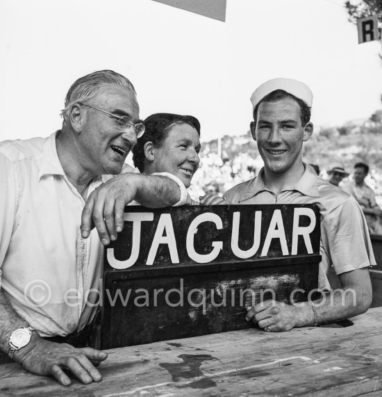 Stirling Moss and his parents Alfred and Aileen Moss. Monaco Grand Prix 1952, transformed into a race for sports cars. This was a two day event, the Sunday for the up to 2 litres (Prix de Monte Carlo), the Monday for the bigger engines, (Monaco Grand Prix). - Photo by Edward Quinn