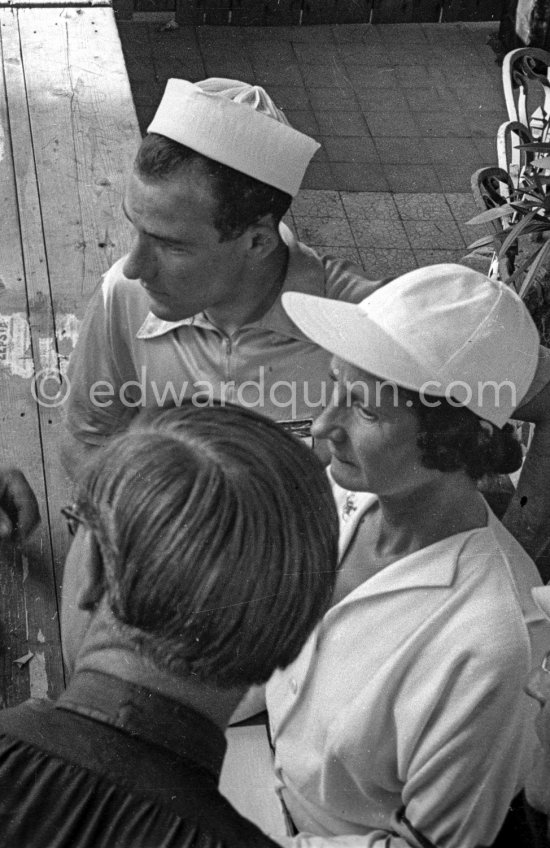 Stirling Moss and Elsie Wisdom, wife of Tommy Wisdom. Monaco Grand Prix 1952, transformed into a race for sports cars. This was a two day event, the Sunday for the up to 2 litres (Prix de Monte Carlo), the Monday for the bigger engines, (Monaco Grand Prix). - Photo by Edward Quinn