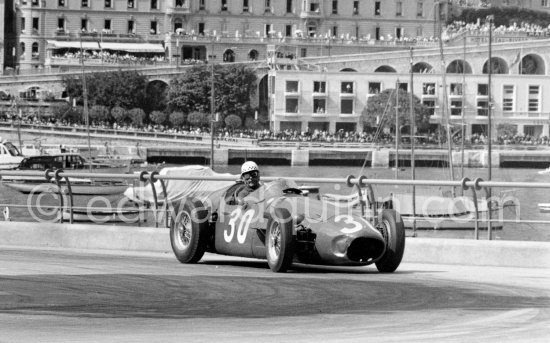 Jean Behra, (30) Maserati 250F. Monaco Grand Prix 1956. - Photo by Edward Quinn