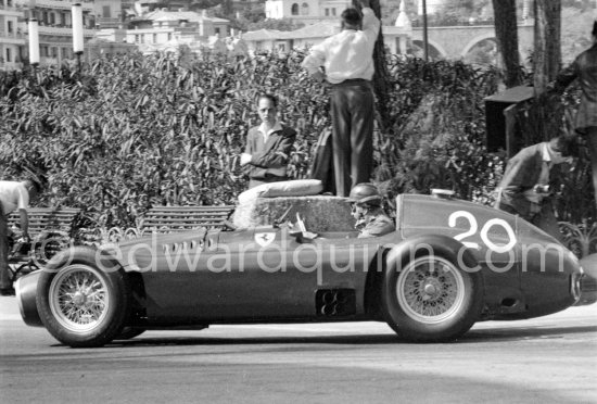 Juan Manuel Fangio, (20) Ferrari-Lancia D50. Monaco Grand Prix 1956. - Photo by Edward Quinn