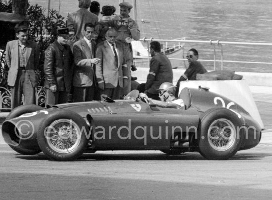 Peter Collins, (26) Ferrari-Lancia D50. Monaco Grand Prix 1956. - Photo by Edward Quinn