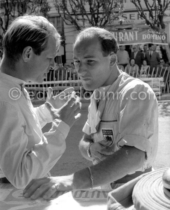 Stirling Moss and Peter Collins. Monaco Grand Prix 1957. - Photo by Edward Quinn