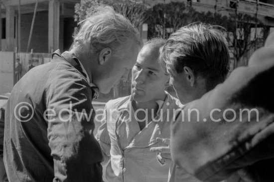 Mike Hawthorn, Stirling Moss and Peter Collins. Monaco Grand Prix 1957. - Photo by Edward Quinn