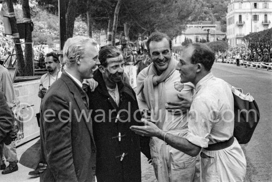 From left Mike Hawthorn, Tony Brooks, Harry Schell and Stirling Moss. Monaco Grand Prix 1957. - Photo by Edward Quinn