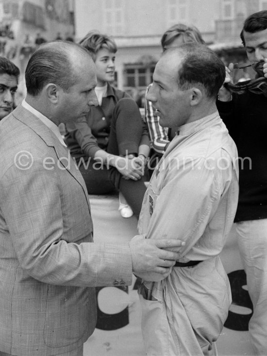 Juan Manuel Fangio and Stirling Moss. Monaco Grand Prix 1959. - Photo by Edward Quinn