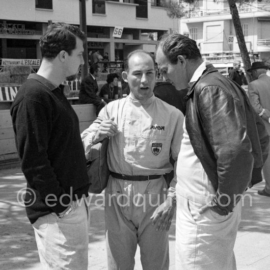 Joakim Bonnier, Stirling Moss and Harry Schell. Monaco Grand Prix 1959. - Photo by Edward Quinn