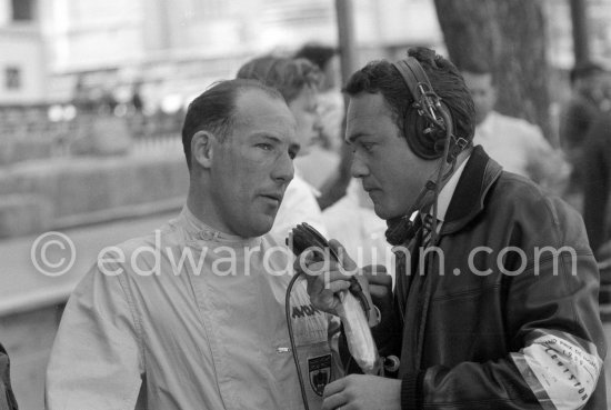 Stirling Moss interviewed. Monaco Grand Prix 1959. - Photo by Edward Quinn
