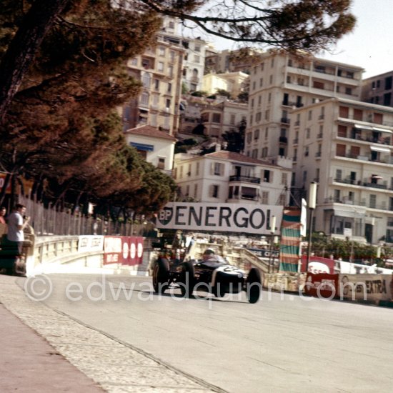 Stirling Moss, (28) Lotus 18. Monaco Grand Prix 1960. - Photo by Edward Quinn