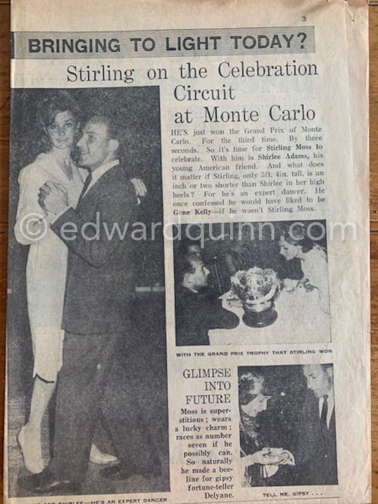 Article with Quinn\'s photos of Stirling Moss. Daily Express, May 16 1961. Monaco Grand Prix 1961. - Photo by Edward Quinn