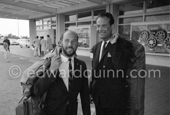 Stirling Moss and his best friend Herb Jones, ex sports car racing driver. Nice Airport 1963 - Photo by Edward Quinn