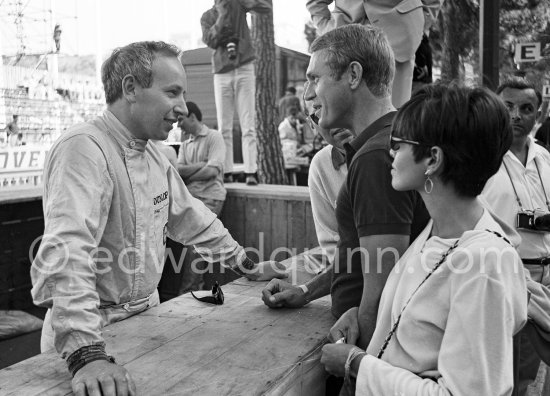 Steve McQueen, his wife Neile and John Surtees. Monaco Grand Prix 1965. - Photo by Edward Quinn