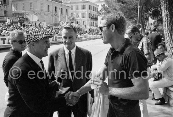 Steve McQueen and Louis Chiron, former GP Driver and commissaire général of the Monaco GP. Monaco GP 1965. - Photo by Edward Quinn