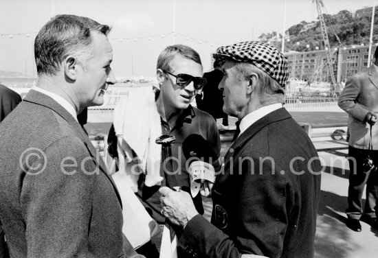 Steve McQueen, on the right Louis Chiron, race director, and (probably) a commissaire. Monaco Grand Prix 1965. - Photo by Edward Quinn