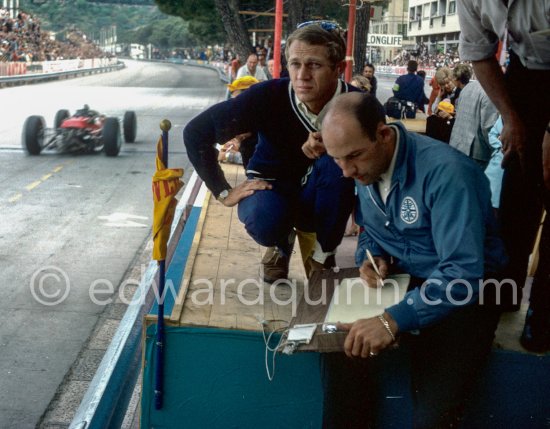 Steve McQueen and Stirling Moss. Monaco Grand Prix 1965. - Photo by Edward Quinn