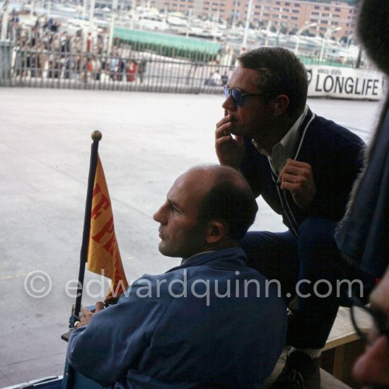 Steve McQueen and Stirling Moss. Monaco Grand Prix 1965. - Photo by Edward Quinn