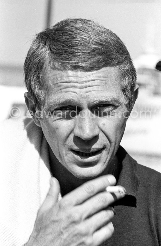 Steve McQueen in Monaco to prepare the (never produced) movie "Day of the champion". Monaco Grand Prix 1965. - Photo by Edward Quinn