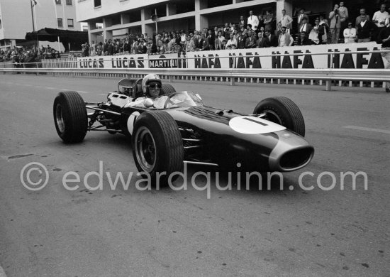 Jack Brabham, (1) Brabham BT11 Climax. Monaco Grand Prix 1965. - Photo by Edward Quinn