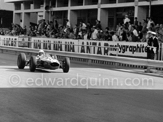 Frank Gardner, (11) Brabham BT11 BRM. Monaco Grand Prix 1965. - Photo by Edward Quinn