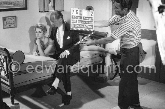 Brigitte Bardot and Curd Jürgens at the Studios de la Victorine during filming of "Et Dieu créa la Femme" ("And God Created Woman"). Nice 1956. - Photo by Edward Quinn
