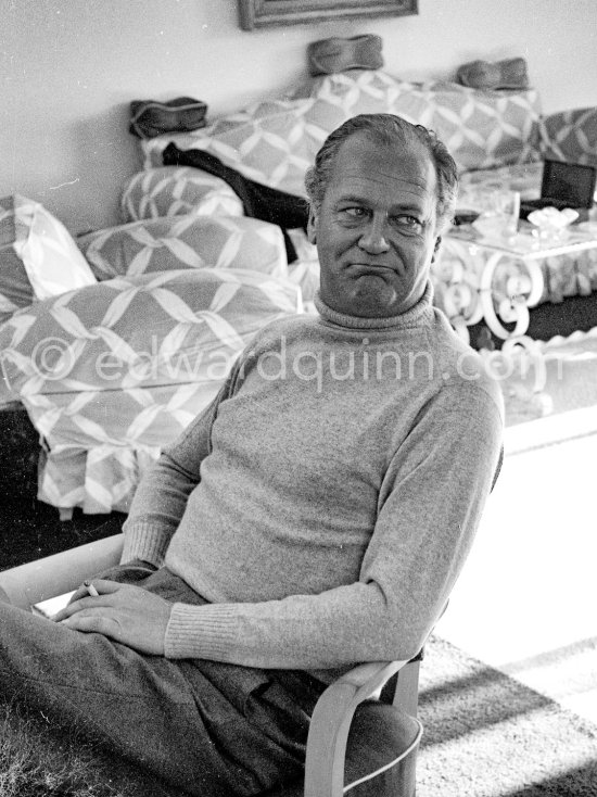 Curd Jürgens, who was the highest-paid actor in Europe, in the living room of his Villa Canzone della Mare, at Saint-Jean-Cap-Ferrat 1955. - Photo by Edward Quinn