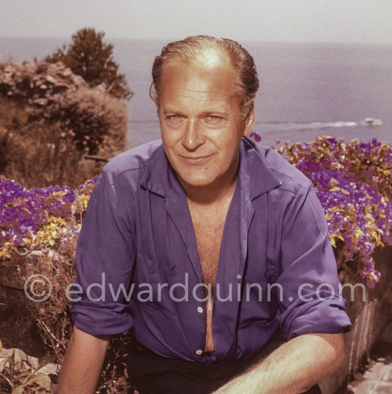 Curd Jürgens, who was the highest-paid actor in Europe, at his Villa Canzone della Mare, at Saint-Jean-Cap-Ferrat 1957. - Photo by Edward Quinn