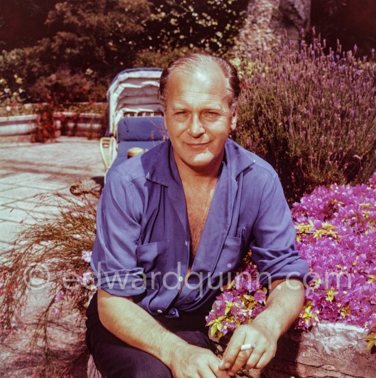 Curd Jürgens, who was the highest-paid actor in Europe, at his Villa Canzone della Mare, at Saint-Jean-Cap-Ferrat 1957. - Photo by Edward Quinn