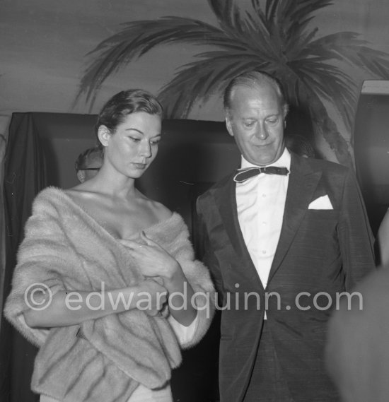Curd Jürgens and wife Simone Bicheron. Bal de la Mer, Monte Carlo 1958. - Photo by Edward Quinn