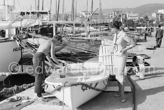 Sophia Loren at the harbor. Cannes 1955. - Photo by Edward Quinn