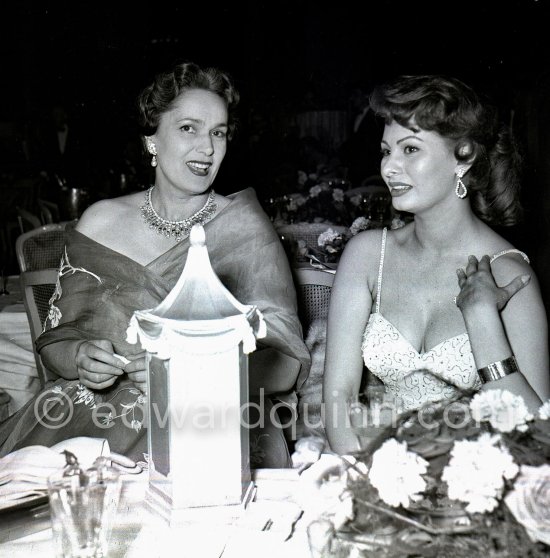 Sophia Loren and the Begum, Cannes Film Festival 1954. - Photo by Edward Quinn